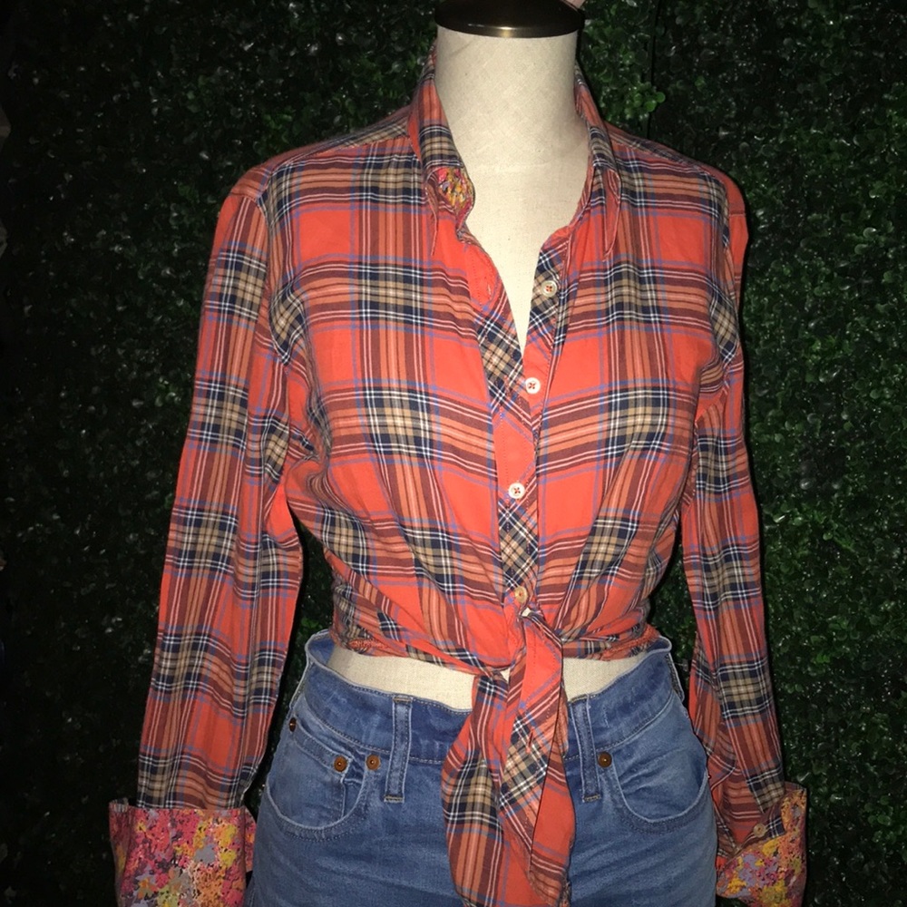 George Roth button down plaid shirt